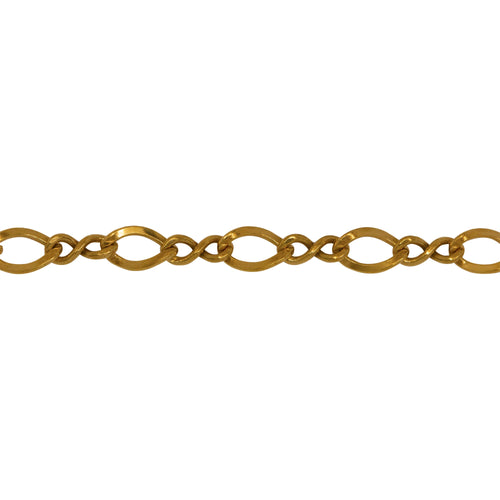 Chain by Foot. 14kt Gold Filled 4.2mm Width by 6.4mm Length Oval Curb Link connected to 2.5mm Width by 6.4mm Length Figure 8, Figure 8 Chain. Price per: 1 Foot.