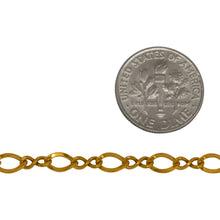 Load image into Gallery viewer, 14kt Gold Filled 4.2mm Width by 6.4mm Length Oval Curb Link connected to 2.5mm Width by 6.4mm Length Figure 8, Figure 8 Chain. Price per: 1 Foot.
