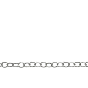 Chain by Foot. Sterling Silver 2.0mm Width by 3.0mm Length, Flat Cable Chain. Price per: 1 Foot.