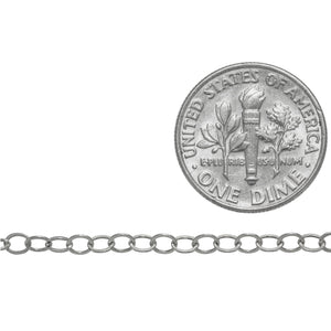 Sterling Silver 2.0mm Width by 3.0mm Length, Flat Cable Chain. Price per: 1 Foot.