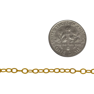 14kt Gold Filled 2.0mm Width by 3.0mm Length, Flat Cable Chain. Price per: 1 Foot.