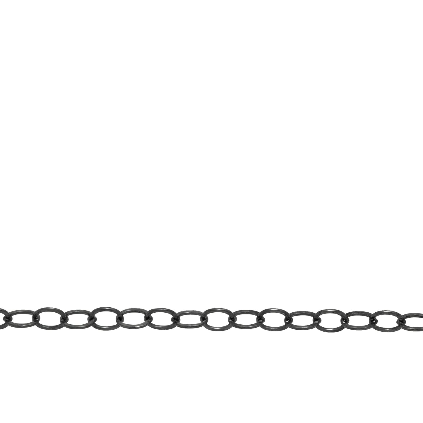 Sterling Silver Black Diamond Finish 2.0mm Width by 3.0mm Length, Flat Cable Chain. Price per: 1 Foot.