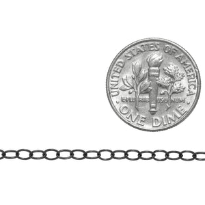 Sterling Silver Black Diamond Finish 2.0mm Width by 3.0mm Length, Flat Cable Chain. Price per: 1 Foot.