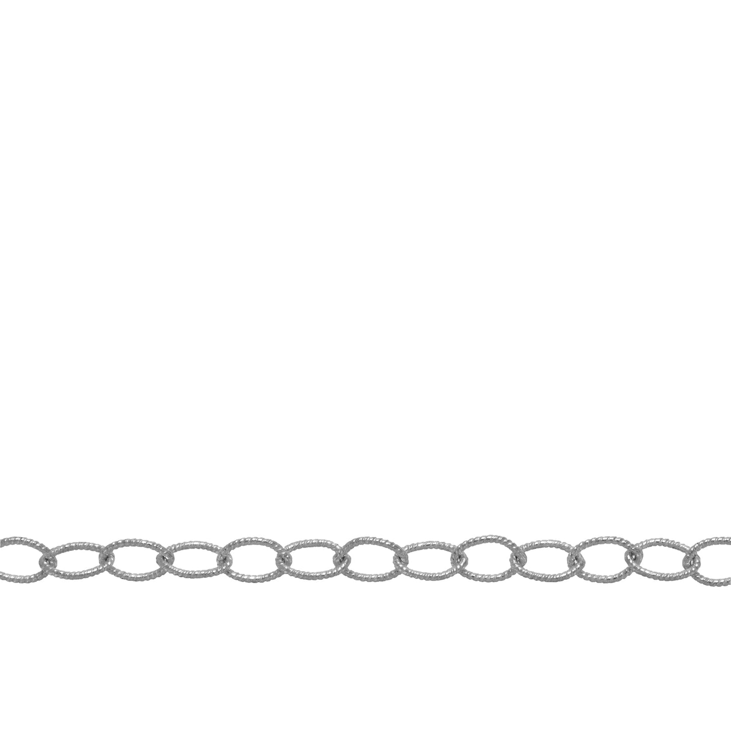 Chain by Foot. Sterling Silver 2.4mm Width by 3.3mm Length, Twisted Cable Chain. Price per: 1 Foot.