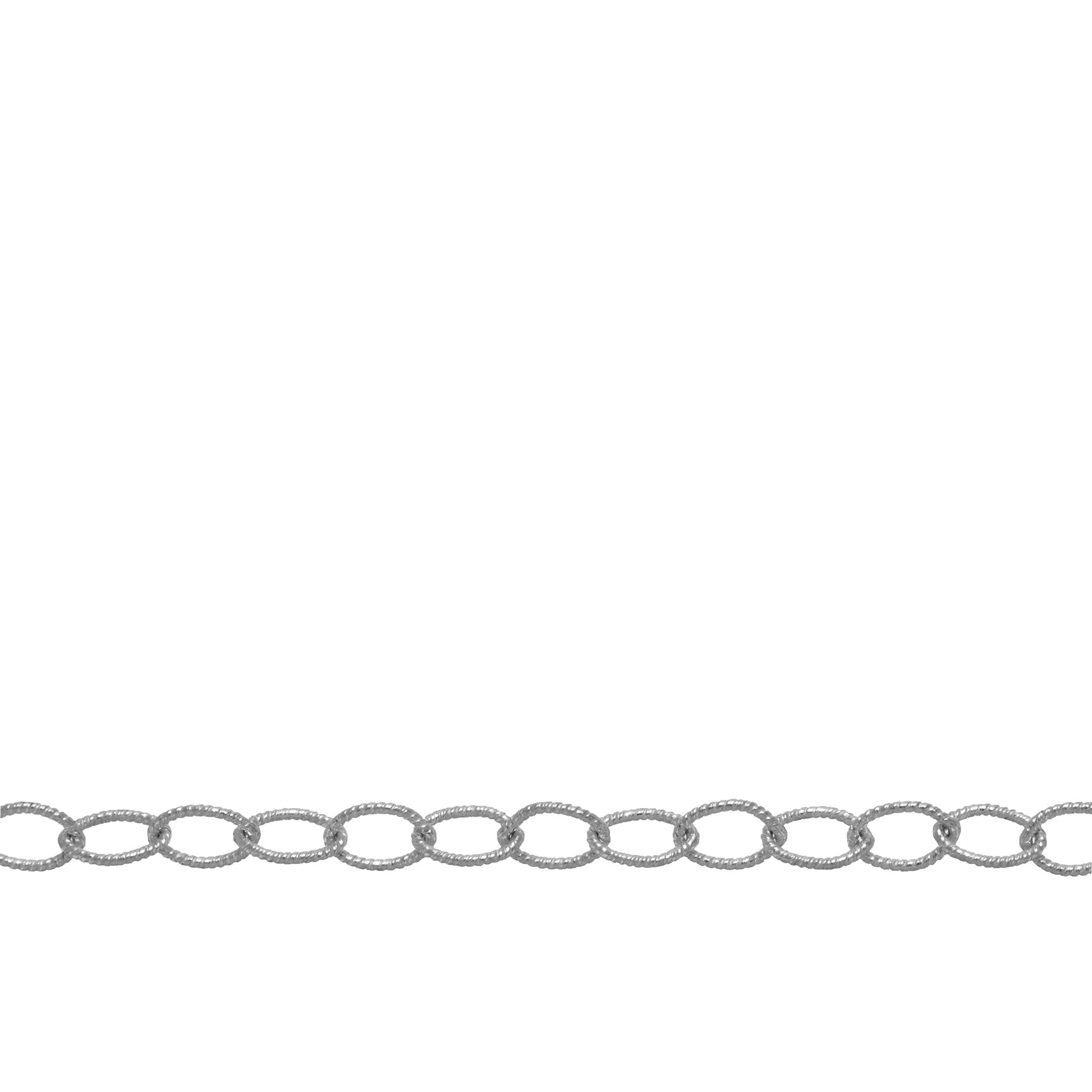 Chain by Foot. Sterling Silver 2.4mm Width by 3.3mm Length, Twisted Cable Chain. Price per: 1 Foot.