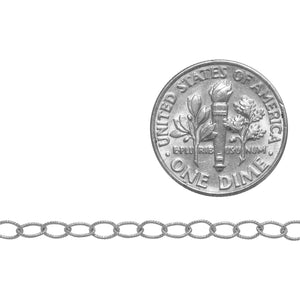 Sterling Silver 2.4mm Width by 3.3mm Length, Twisted Cable Chain. Price per: 1 Foot.