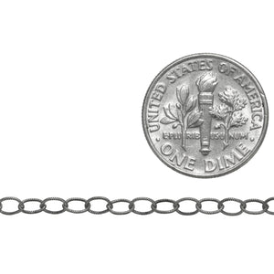 Sterling Silver Oxidized 2.4mm Width by 3.3mm Length, Twisted Cable Chain. Price per: 1 Foot.