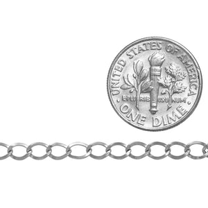 Sterling Silver 3.0mm Width by 4.5mm Length Curb Chain. Price per: 1 Foot.