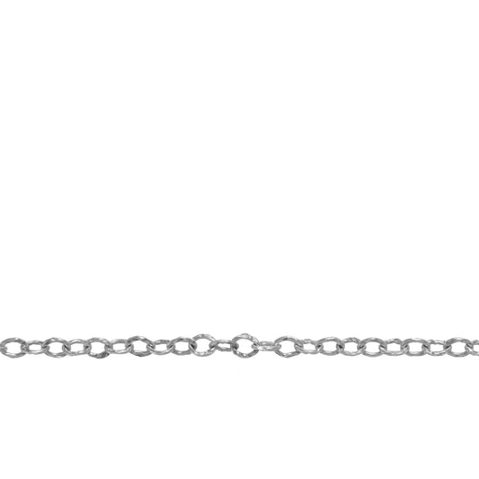 Chain by Foot. Sterling Silver 2.0mm Width by 2.4mm Length, Hammered Cable Chain. Price per: 1 Foot.