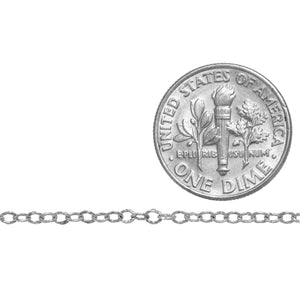 Sterling Silver 2.0mm Width by 2.4mm Length, Hammered Cable Chain. Price per: 1 Foot.