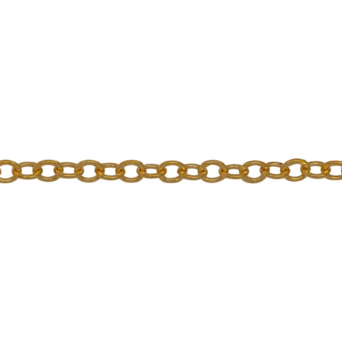Chain by Foot. 14kt Gold Filled 3.0mm Width by 4.0mm Length, Hammered Oval Cable Chain. Price per: 1 Foot.