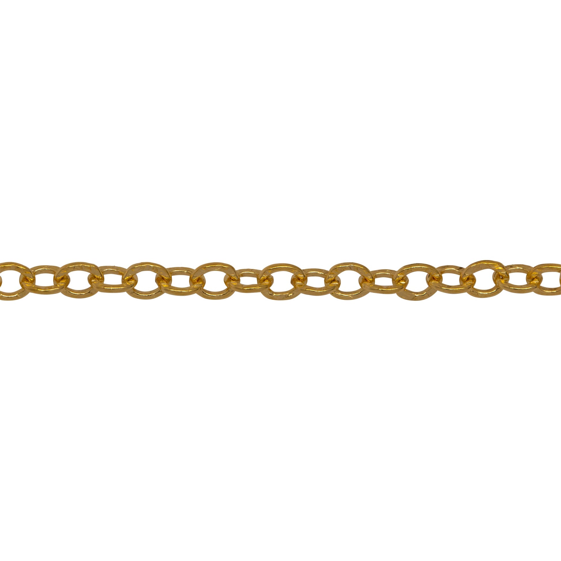 Chain by Foot. 14kt Gold Filled 3.0mm Width by 4.0mm Length, Hammered Oval Cable Chain. Price per: 1 Foot.