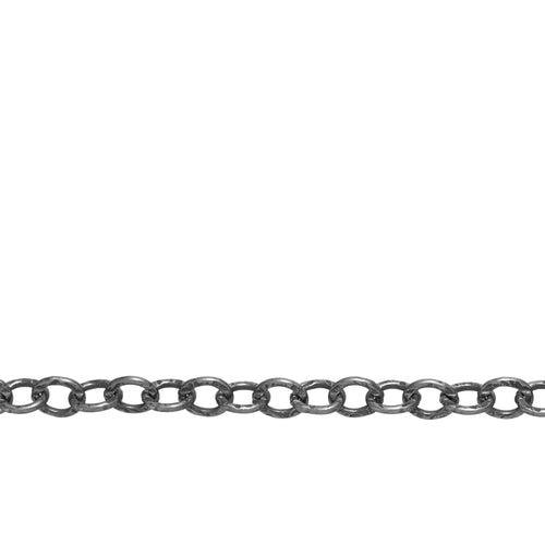 Chain by Foot. Sterling Silver Oxidized 3.0mm Width by 4.0mm Length, Hammered Oval Cable Chain. Price per: 1 Foot.