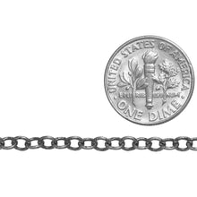 Load image into Gallery viewer, Sterling Silver Oxidized 3.0mm Width by 4.0mm Length, Hammered Oval Cable Chain. Price per: 1 Foot.
