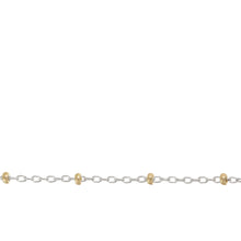 Load image into Gallery viewer, Chain by Foot. Sterling Silver 2 Tone, 1.1mm Width by 1.8mm Length Cable Chain With 1.8mm 14Kt Gold Filled Roundel Beads, Satellite Chain. Price per: 1 Foot.
