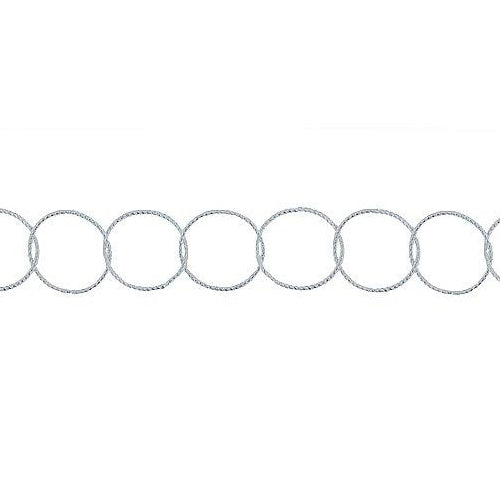 Sterling Silver 7.0mm Width / Length Twisted Circle Chain. Price per: 1 Foot.