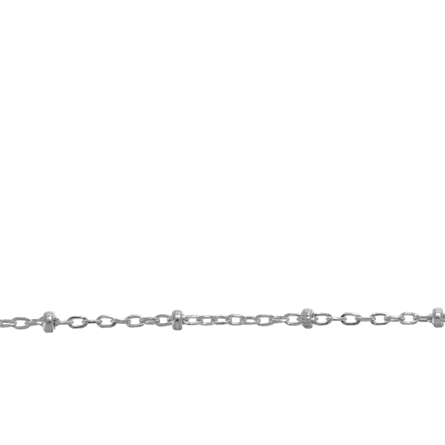 Sterling Silver 2 Tone, 1.1mm Width by 1.8mm Length Cable Chain With 1.8mm Sterling Silver Roundel Beads, Satellite Chain. Price per: 1 Foot.