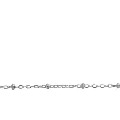 Sterling Silver 2 Tone, 1.1mm Width by 1.8mm Length Cable Chain With 1.8mm Sterling Silver Roundel Beads, Satellite Chain. Price per: 1 Foot.