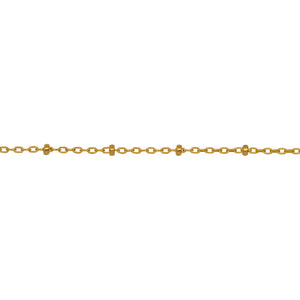 Chain by Foot. 14kt Gold Filled 1.1mm Width by 1.8mm Length Cable Chain With 1.8mm Gold Filled Roundel Beads, Satellite Chain. Price per: 1 Foot.