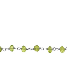 Load image into Gallery viewer, Chain by Foot. Brass Silver Plated 4.0mm Green Peridot Gem Stone Chain. Price per: 1 Inch.
