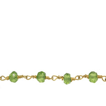 Load image into Gallery viewer, Chain by Foot. Brass Gold Plated / Vermeil 4.0mm Green Peridot Gem Stone Chain. Price per: 1 Inch.
