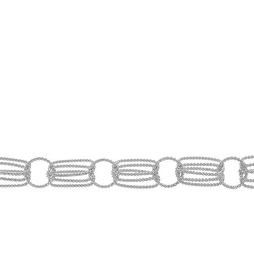 Chain by Foot. Sterling Silver 7.0mm Width by 15.0mm Length, Triple Twisted Rectangle Fancy Chain With One of 10.0mm Twisted Round Link. Price per: 1 Foot.