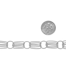 Load image into Gallery viewer, Sterling Silver 7.0mm Width by 15.0mm Length, Triple Twisted Rectangle Fancy Chain With One of 10.0mm Twisted Round Link. Price per: 1 Foot.
