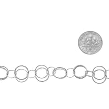 Load image into Gallery viewer, Sterling Silver Oxidized Double Link, 10.0mm Width / Length Plain Circle Link and 11.0mm Twisted Circle Link Followed by 7.0mm Width / Length Round Rolo Link, Circle Chain. Price per: 1 Foot.
