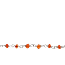 Load image into Gallery viewer, Chain by Foot. Brass Silver Plated 4.0mm Carnelian Gem Stone Chain. Price per: 1 Inch.
