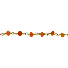 Load image into Gallery viewer, Chain by Foot. Brass Gold Plated / Vermeil 4.0mm Carnelian Gem Stone Chain. Price per: 1 Inch.
