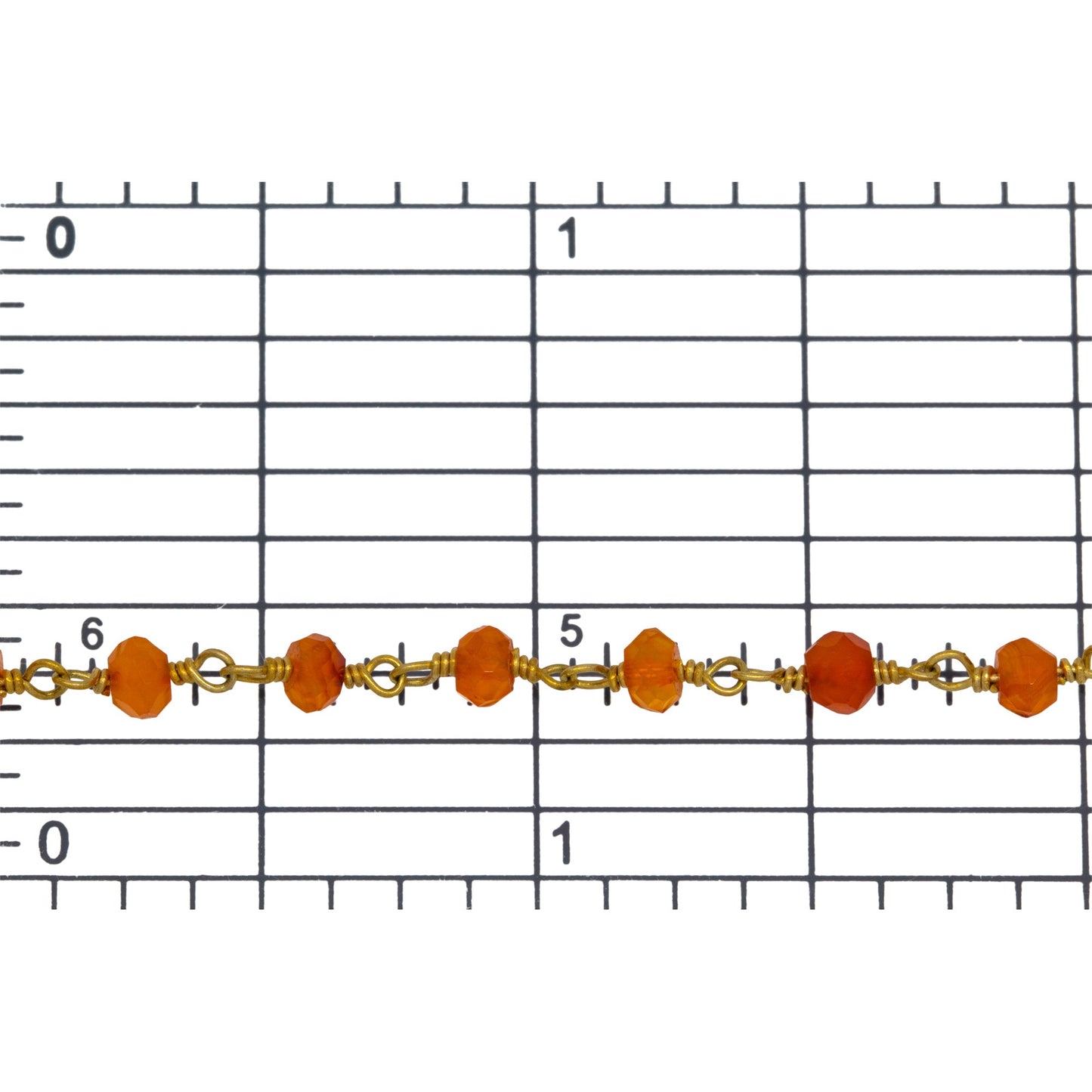 Brass Gold Plated / Vermeil 4.0mm Carnelian Gem Stone Chain. Price per: 1 Inch.