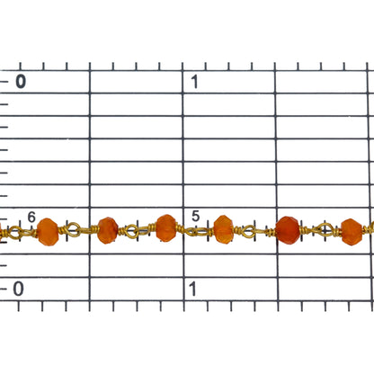 Brass Gold Plated / Vermeil 4.0mm Carnelian Gem Stone Chain. Price per: 1 Inch.