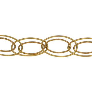 Chain by Foot. 14kt Gold Filled 10.0mm Width by 20.0mm Length Outer Smooth Oval Link With 7.0mm Width by 14.0mm Length Inner Textured Oval Link, Double Cable Chain. Price per: 1 Foot.