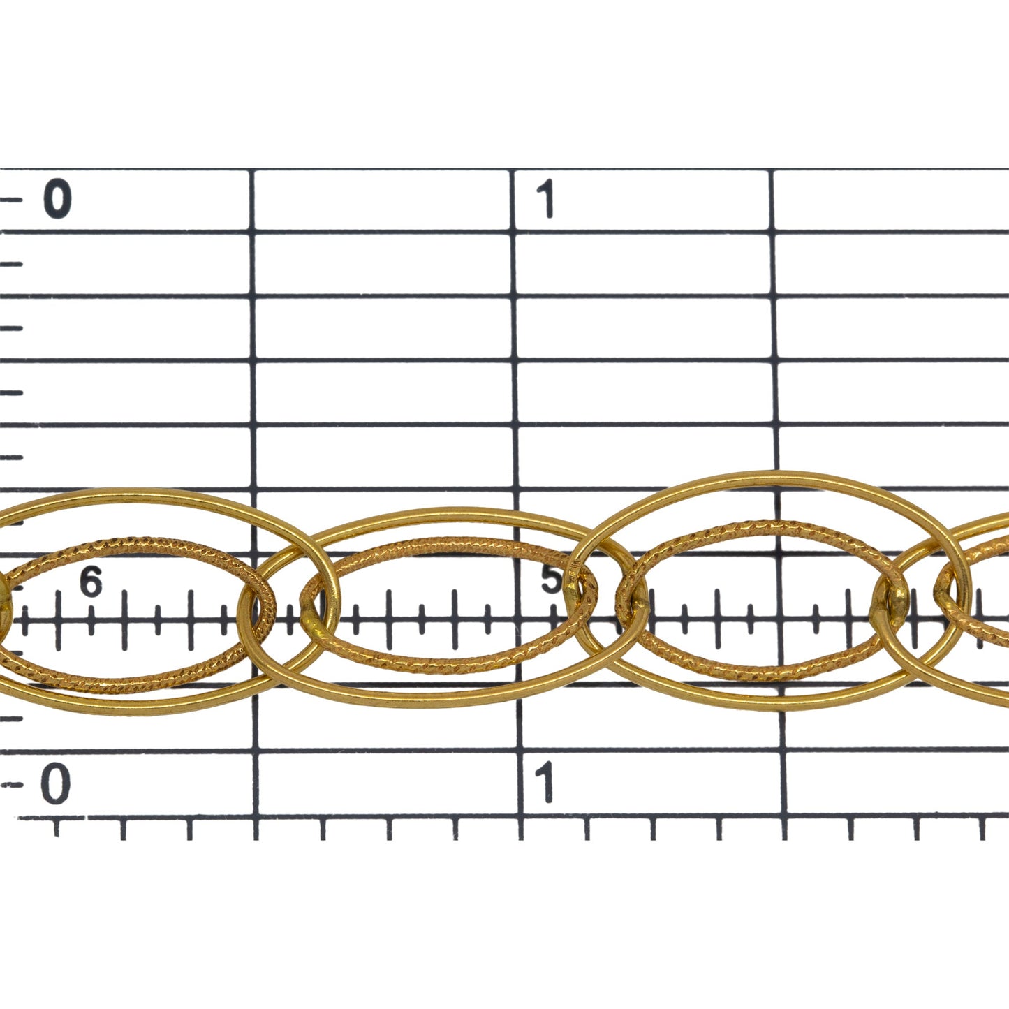 14kt Gold Filled 10.0mm Width by 20.0mm Length Outer Smooth Oval Link With 7.0mm Width by 14.0mm Length Inner Textured Oval Link, Double Cable Chain. Price per: 1 Foot.