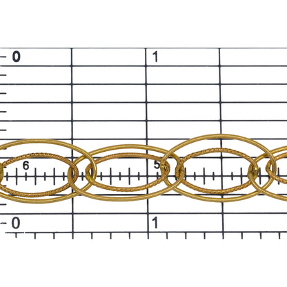 14kt Gold Filled 10.0mm Width by 20.0mm Length Outer Smooth Oval Link With 7.0mm Width by 14.0mm Length Inner Textured Oval Link, Double Cable Chain. Price per: 1 Foot.