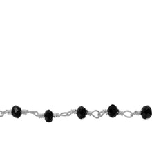 Load image into Gallery viewer, Chain by Foot. Brass Silver Plated 3.0mm Black Spinel Gem Stone Chain. Price per: 1 Inch.
