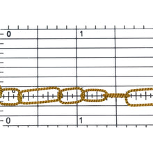 Load image into Gallery viewer, 14kt Gold Filled Three of 6.0mm Width by 9.0mm Length Followed by One of 6.0mm Width by 15.0mm Length, Rectangular Twisted Long and Short Chain. Price per: 1 Foot.
