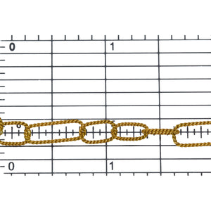 14kt Gold Filled Three of 6.0mm Width by 9.0mm Length Followed by One of 6.0mm Width by 15.0mm Length, Rectangular Twisted Long and Short Chain. Price per: 1 Foot.