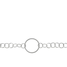 Load image into Gallery viewer, Chain by Foot. Sterling Silver 15.0mm Width / Length Textured Circle Link Connected to 5.3mm Width / Length Cirlce Links, Circle Chain. Price per: 1 Foot.
