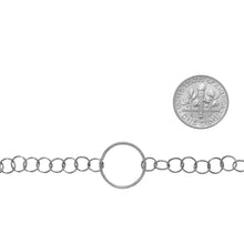 Load image into Gallery viewer, Sterling Silver Oxidized 15.0mm Width / Length Textured Circle Link Connected to 5.3mm Width / Length Cirlce Links, Circle Chain. Price per: 1 Foot.
