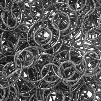 Sterling Silver Oxidized 10.0mm Width / Length Textured Inner Circle and 17.0mm Width / Length Smooth Outer Circle, Double Circle Chain. Price per: 1 Foot.