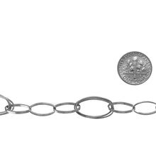 Load image into Gallery viewer, Sterling Silver Oxidized 10.0mm Width by 19.2mm Length, Triple Textured Oval Links Followed by Three Plain Oval Links 7.5mm Width by 13.9mm Length, Fancy Chain. Price per: 1 Foot.
