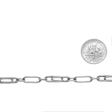 Load image into Gallery viewer, Sterling Silver Oxidized One 5.0mm Width by 13.0mm Length Smooth Elongated Link Connected to 4.0mm width by 7.0mm length Smooth Oval Links Followed by 5.5mm Width by 18.0mm Length Textured Paper Clip Link, Long and Short Chain. Price per: 1 Foot.
