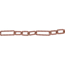 Load image into Gallery viewer, 14kt Gold Filled - Rose Gold 4.0mm Width by 12.5mm Length Larger Twisted Rectangular Link Followed by Three of 4.0mm Width by 7.0mm Length Smaller Twisted Rectangular Links, Long and Short Chain. Price per: 1 Foot.
