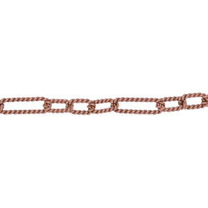 14kt Gold Filled - Rose Gold 4.0mm Width by 12.5mm Length Larger Twisted Rectangular Link Followed by Three of 4.0mm Width by 7.0mm Length Smaller Twisted Rectangular Links, Long and Short Chain. Price per: 1 Foot.