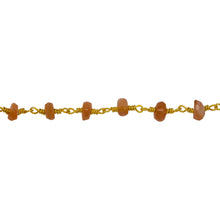 Load image into Gallery viewer, Chain by Foot. Brass Gold Plated / Vermeil 4.0mm Width / Length SunStone Gem Stone Chain. Price per: 1 Inch.
