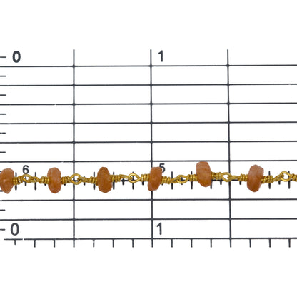 Brass Gold Plated / Vermeil 4.0mm Width / Length SunStone Gem Stone Chain. Price per: 1 Inch.