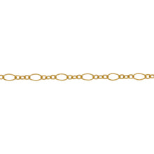 Load image into Gallery viewer, Chain by Foot. 14kt Gold Filled One 2.6mm Width by 4.4mm Length Longer Smooth Dimond Shaped Link Followed by Three of 1.6mm width by 2.0mm Length Smaller Smooth Oval Links, Long and Short Chain. Price per: 1 Foot.
