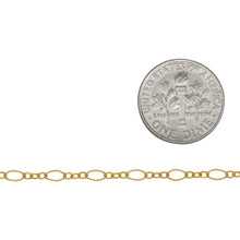 Load image into Gallery viewer, 14kt Gold Filled One 2.6mm Width by 4.4mm Length Longer Smooth Dimond Shaped Link Followed by Three of 1.6mm width by 2.0mm Length Smaller Smooth Oval Links, Long and Short Chain. Price per: 1 Foot.
