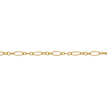 Load image into Gallery viewer, Chain by Foot. 14kt Gold Filled One of 2.5mm Width by 5.0mm Length, Longer Corrugated Oval Link Connected to Three of 1.5mm Width by 2.0mm Length, Smaller Oval Links with Middle Smaller Oval Link being Corrugated, Long and Short Chain. Price Per: 1 Foot.
